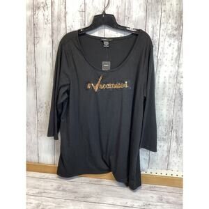 Robert Louis Women Blouse Top Medium Black Plus Size 1X Long Sleeve